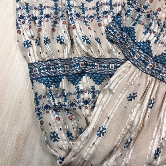 Joie Sorne B Silk Printed Popover Elastic Waist Maxi Dress in Pesca Size Medium - Picture 5 of 13